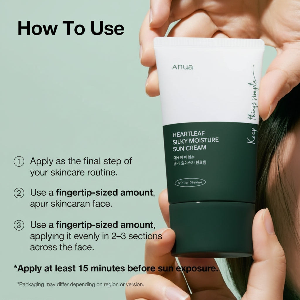 ANUA Heartleaf Silky Moisture Sun Cream - how to use